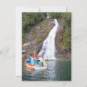 Boat & waterfall, Chile card