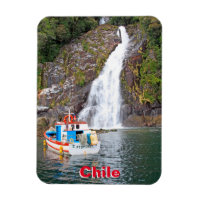 Boat & waterfall, Chile