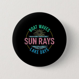 Boat Waves Sun Rays Lake Days Cute Retro 70s Summe 6 Cm Round Badge
