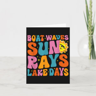 Boat Waves Sun Rays Lake Days Cute Retro 70s Summe Card