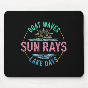Boat Waves Sun Rays Lake Days Cute Retro 70s Summe Mouse Pad