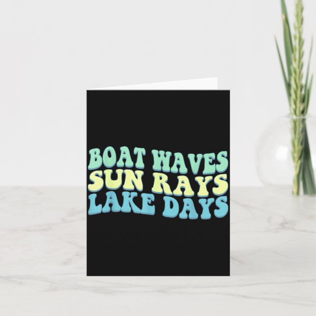 Boat Waves Sun Rays Lake Days Funny Retro Summer Card (Front)