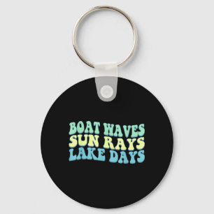 Boat Waves Sun Rays Lake Days Funny Retro Summer Key Ring