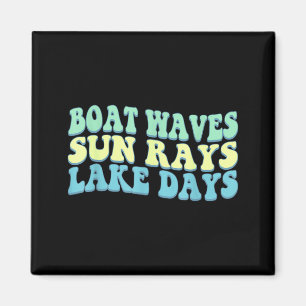 Boat Waves Sun Rays Lake Days Funny Retro Summer Magnet