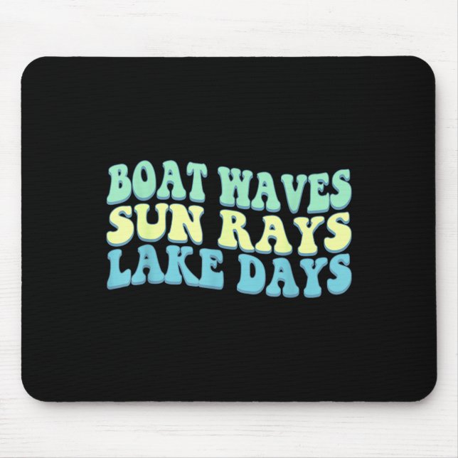 Boat Waves Sun Rays Lake Days Funny Retro Summer Mouse Pad (Front)