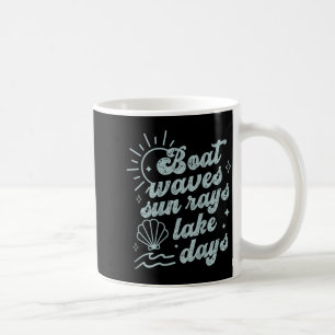 Boat Waves Sun Rays Lake Days Hello Summer Beachy Coffee Mug