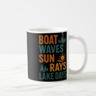 Boat Waves Sun Rays Lake Days Retro Summer - Lake Coffee Mug