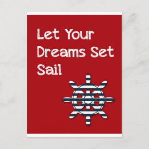 boat wheel -Let your dreams sailboat wheel Postcard