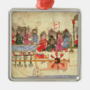 Boat with Automata, illustration Metal Ornament