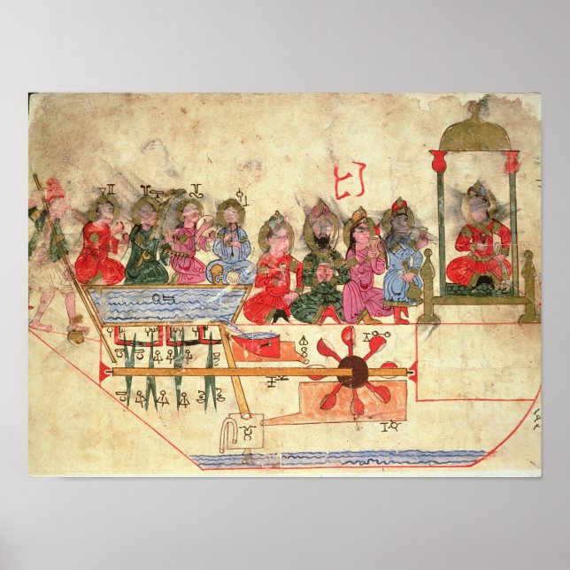 Boat with Automata, illustration Poster (Front)