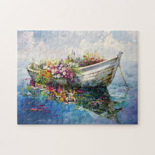 Boat with Colourful Wildflowers Jigsaw Puzzle