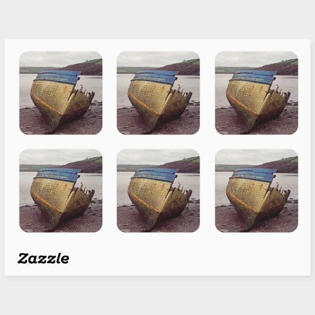 Boat wreck square sticker (Sheet)