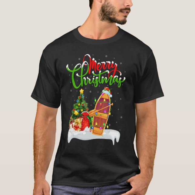 Boat   Xmas Decorations Santa Boat Christmas T-Shirt (Front)