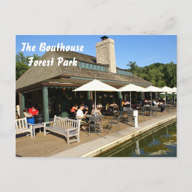 Boathouse in Forest Park Postcard (Front)