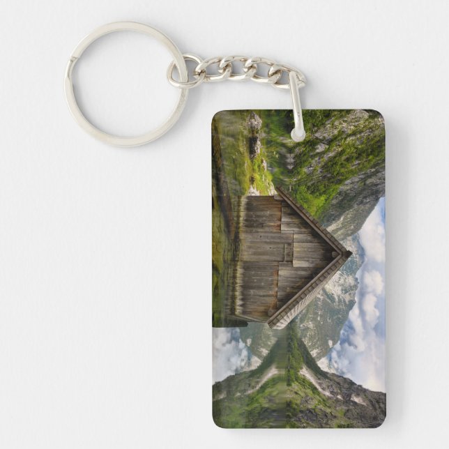 Boathouse in Obersee lake in Alps in Germany Key Ring (Front)