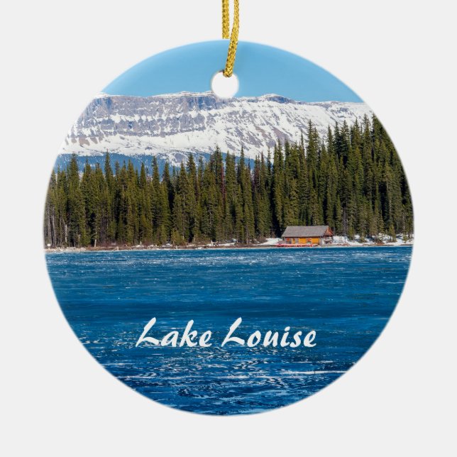 Boathouse next to Lake Louise - Banff, Canada Ceramic Ornament (Front)