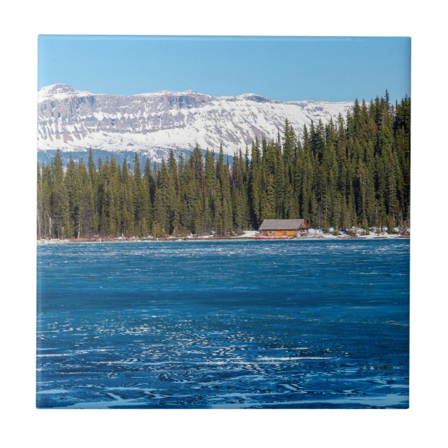 Boathouse next to Lake Louise - Banff, Canada Ceramic Tile (Front)