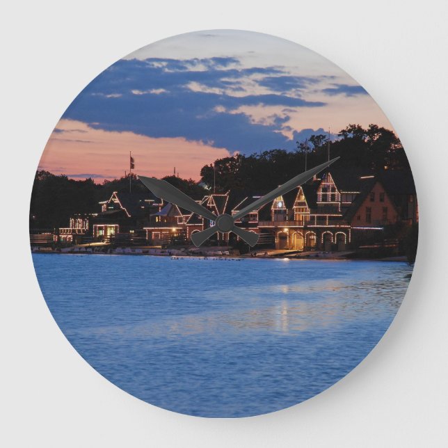 Boathouse Row dusk Large Clock (Front)