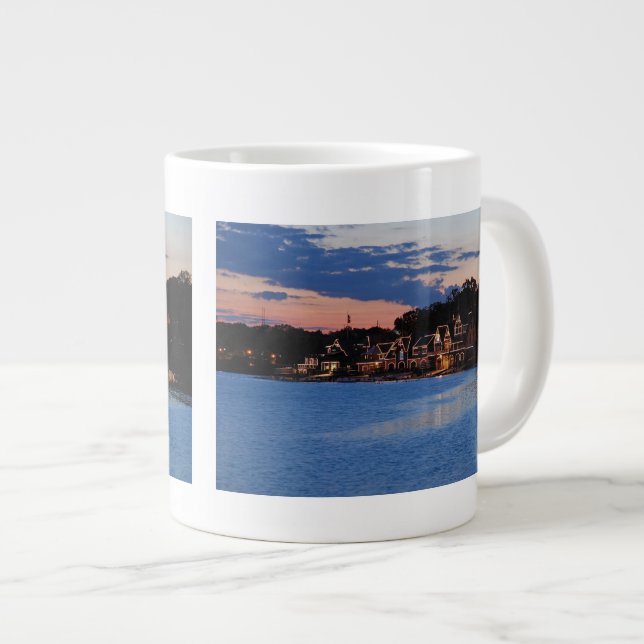 Boathouse Row dusk Large Coffee Mug (Front Right)