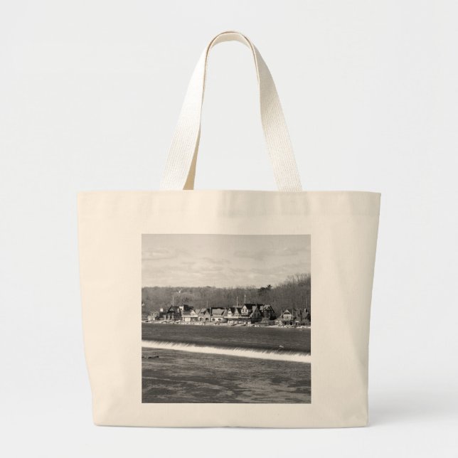 Boathouse Row winter b/w Large Tote Bag (Front)