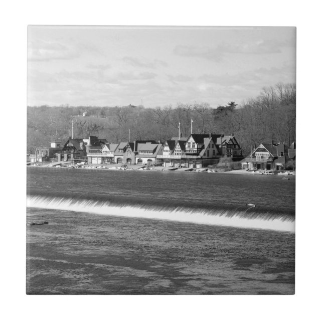 Boathouse Row winter b/w Tile (Front)
