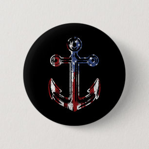 Boating Anchor Usa American Flag 4th Of July 6 Cm Round Badge