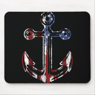 Boating Anchor Usa American Flag 4th Of July Mouse Pad