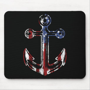 Boating Anchor Usa American Flag 4th Of July Mouse Pad