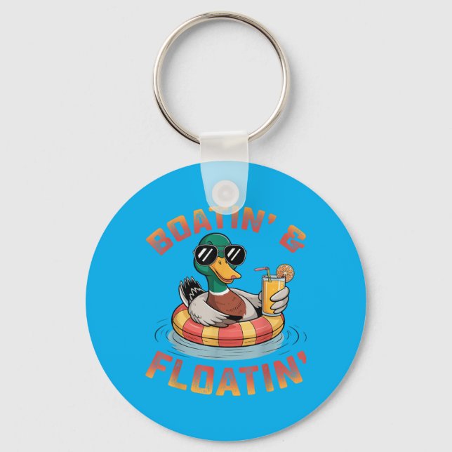 Boating and Floating Funny Duck Sungles Summer Key Ring (Front)