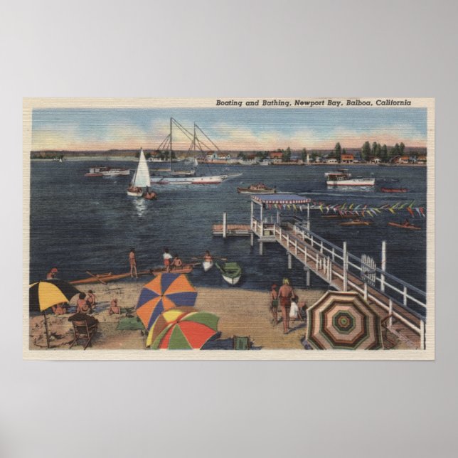 Boating and Swimming on Newport Bay Poster (Front)