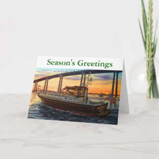 BOATING AT SUNSET,CORONADO BRIDGE HOLIDAY CARD
