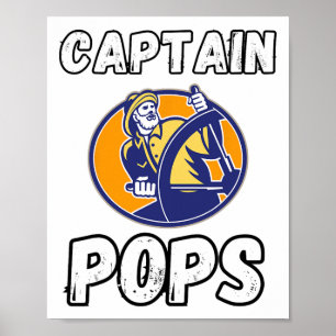 Boating Boat Owner Captain Pops Dad Pontoon Grandp Poster