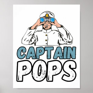 Boating Boat Owner Captain Pops Dad Pontoon Grandp Poster