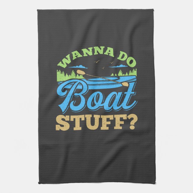 Boating - Boat Stuff Tea Towel (Vertical)