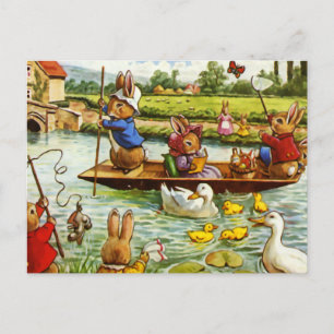 Boating Bunnies Postcard