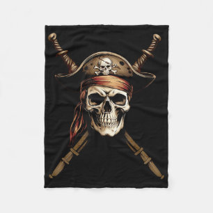 Boating Captain Pirate Flag Skull Crossbones Sword Fleece Blanket
