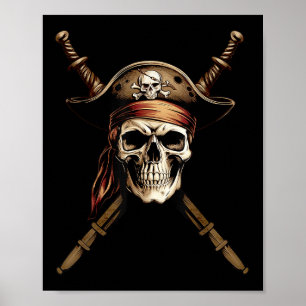 Boating Captain Pirate Flag Skull Crossbones Sword Poster