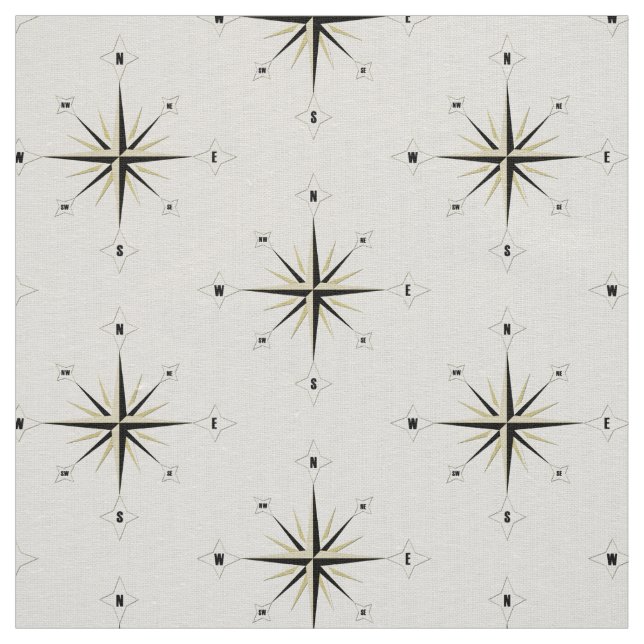 Boating Compass Rose Nautical Ivory Linen Fabric (Swatch)