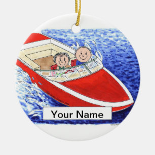 Boating Couple Ceramic Tree Decoration