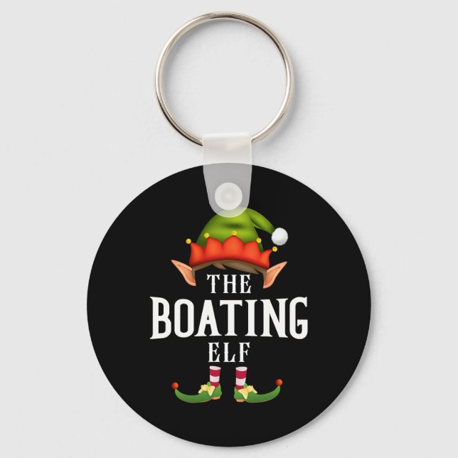 Boating Elf Group Funny Christmas Pajama Party  Key Ring (Front)