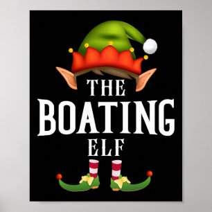 Boating Elf Group Funny Christmas Pajama Party Poster