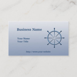 Boating Helm Ship Wheel Blue Custom Business Card