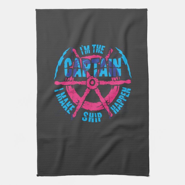 Boating - I'm The Captain Tea Towel (Vertical)