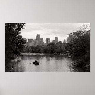 Boating in Central Park NYC Peaceful Black & White Poster