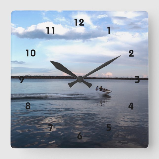 Boating in the Kingston lake, Ontario. Square Wall Clock (Front)