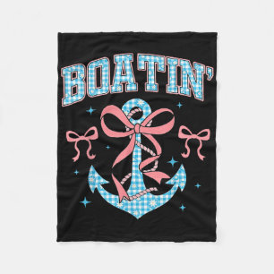 Boating Nautical Anchor Coquette Bow Hello Summer Fleece Blanket