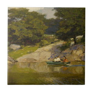 Boating on a Lake in Central Park (E.H. Potthast) Ceramic Tile