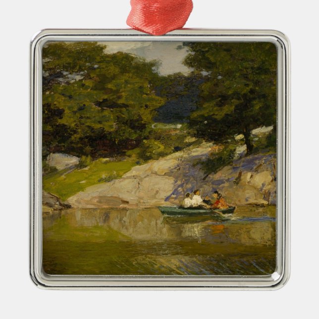 Boating on a Lake in Central Park (New York City) Metal Ornament (Front)