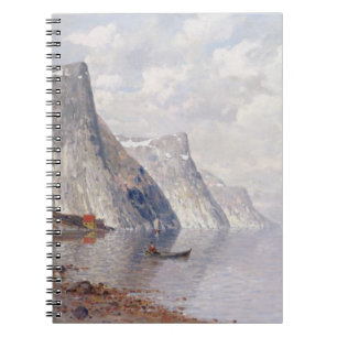 Boating on a Norwegian Fjord (oil on canvas) Notebook