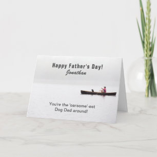 Boating on Lake Dog Dad Custom Text Father's Day  Card